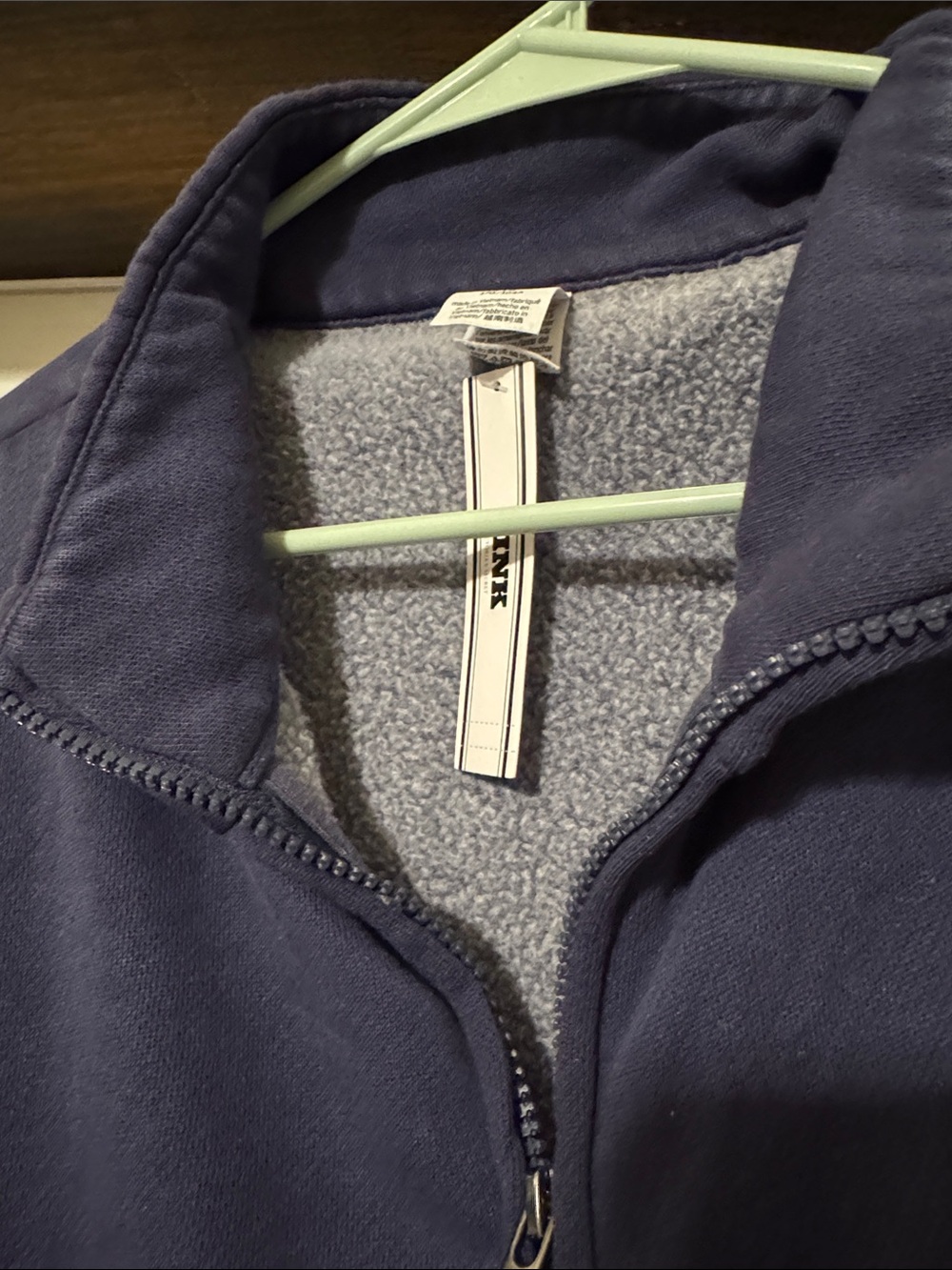 VICTORIA SECRET LARGE BLUE ZIP UP HOODIE NWT $55